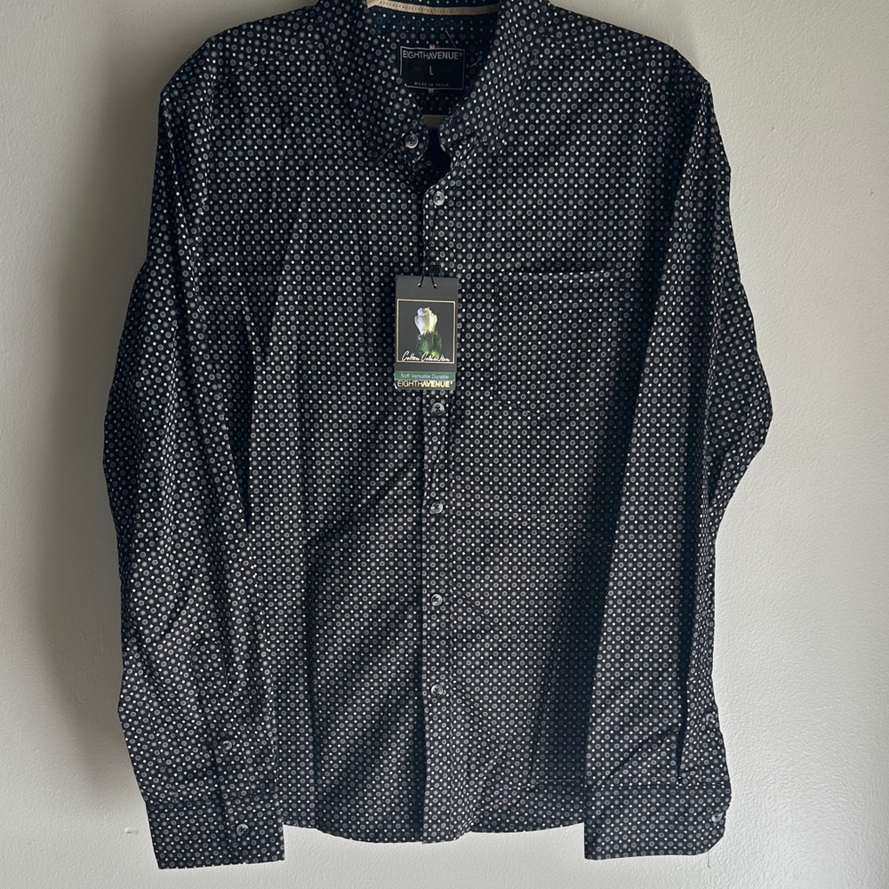 New Black and White Patterned Men's Shirt large